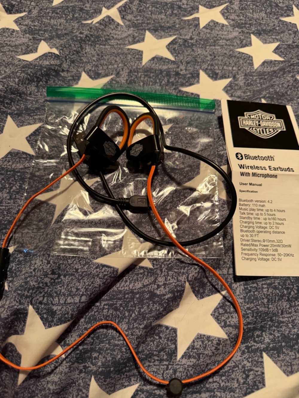 Harley-Davidson Black and Orange Wireless Earbuds